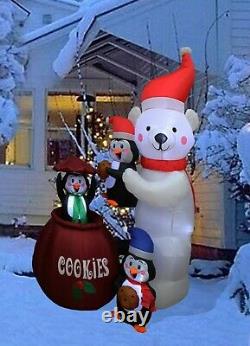 Christmas LED Animated Inflatable Yard Decoration Polar Bear Penguins Cookie Jar