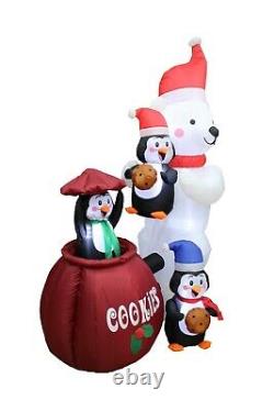 Christmas LED Animated Inflatable Yard Decoration Polar Bear Penguins Cookie Jar