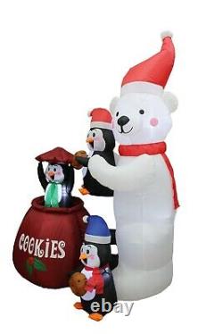 Christmas LED Animated Inflatable Yard Decoration Polar Bear Penguins Cookie Jar