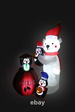 Christmas LED Animated Inflatable Yard Decoration Polar Bear Penguins Cookie Jar