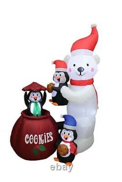 Christmas LED Animated Inflatable Yard Decoration Polar Bear Penguins Cookie Jar