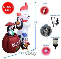 Christmas LED Animated Inflatable Yard Decoration Polar Bear Penguins Cookie Jar