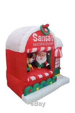 Christmas LED Inflatable Air Blown Yard Art Decoration Santa Claus Elve Workshop