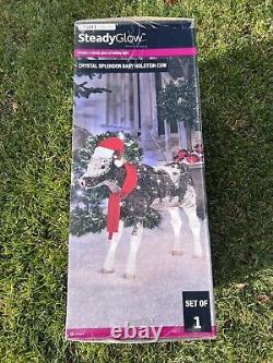 Christmas LED Lighted Farm Baby Holstein Cow Outdoor Holiday Yard Decor NEW