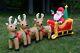 Christmas Lighted Airblown Inflatable Santa On Sleigh W. Three Reindeers 9ft