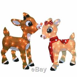 Christmas Lighted Rudolph the Red Nosed Reindeer & Clarice Outdoor Holiday Decor