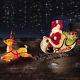 Christmas Lighted Santa Claus Sleigh Reindeer Deer Blow Mold Figure Yard Set 72