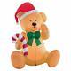 Christmas Masters 6 Foot Inflatable Teddy Bear Sitting Up With Santa Hat Cand