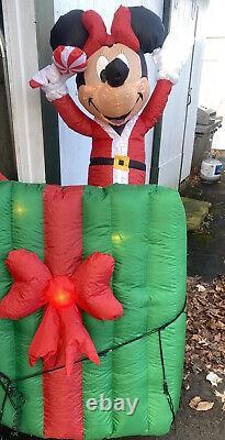 Christmas Mickey Mouse & Minnie 6' AirBlown Inflatable Animated Present Gemmy