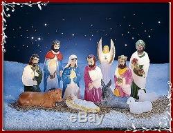 Christmas Nativity Scene Lighted Display 12 Pc. Outdoor Yard Blow Mold Decor