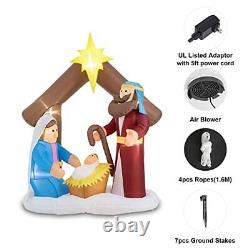 Christmas Outdoor Inflatable Decorations 7FT Lighted Nativity Scene Blow Up Y