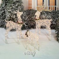 Christmas Outdoor Lighted Deer Family Holiday Light Decoration Set of 3 NEW