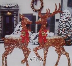 Christmas Outdoor Lighted Large Deer Family Buck Doe Reindeer Figure Display Set