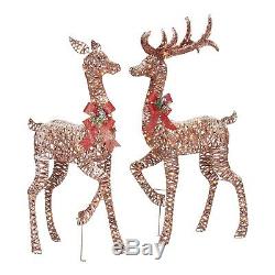 Christmas Outdoor Lighted Large Deer Family Buck Doe Reindeer Figure Display Set