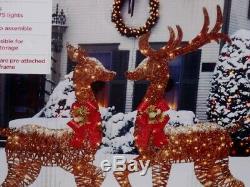 Christmas Outdoor Lighted Large Deer Family Buck Doe Reindeer Figure Display Set