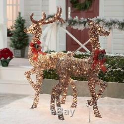 Christmas Outdoor Lighted Large Deer Family Buck Doe Reindeer Figure Display Set