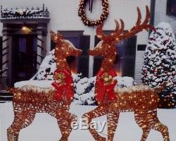 Christmas Outdoor Lighted Large Deer Family Buck Doe Reindeer Figure Display Set