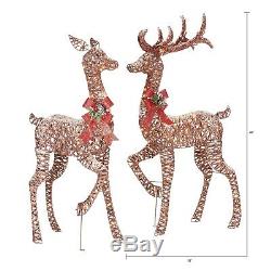 Christmas Outdoor Lighted Large Deer Family Buck Doe Reindeer Figure Display Set