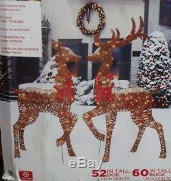 Christmas Outdoor Lighted Large Deer Family Buck Doe Reindeer Figure Display Set