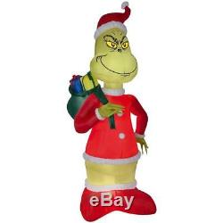 Christmas Santa 8 Ft Dr Seuss The Grinch Toy Sack Airblown Inflatable Yard Decor