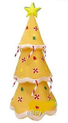 Christmas Santa 8 Ft Gingerbread Tree Candy Cane Inflatable Airblown Yard Decor