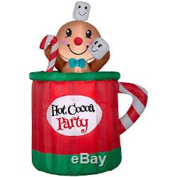 Christmas Santa Animated Gingerbread Man In Cup Mug Cocoa Airblown Inflatable