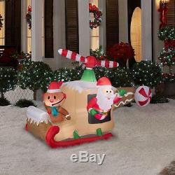 Christmas Santa Animated Helicopter Gingerbread Man Inflatable Airblown Yard