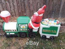 Christmas Santa Choo Choo Train Blow Mold -HTF-General Foam-VTG-With Cords