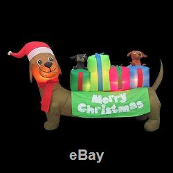 Christmas Santa Dachshund Hot Dog Weiner Dog Puppies Airblown Inflatable 6 Ft