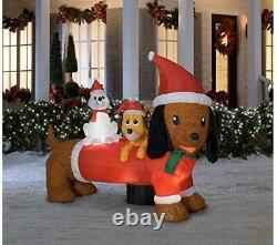 Christmas Santa Dachshund Wiener Dog & Puppies Airblown Inflatable 5 Ft X 6.5