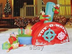 Christmas Santa Elf Animated Toy Making Machine Inflatable Airblown Yard Decor