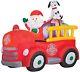 Christmas Santa Fire Truck Dalmation Dog Inflatable Airblown Yard Decoration