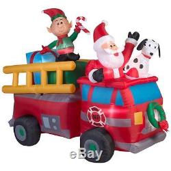 Christmas Santa Fire Truck Inflatable Airblown Yard Decoration