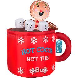 Christmas Santa Gingerbread Man In Cup Of Cocoa Airblown Inflatable Decor Mug