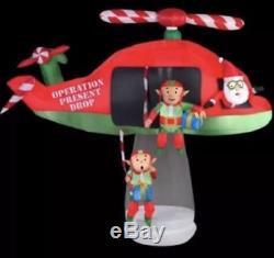 Christmas Santa Helicopter Elf Animated Airblown Inflatable Yard Decor 8 Ft Tal