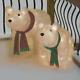 Christmas Santa Lighted Polar Bear Mother & Cub Tinsel Yard Decoration