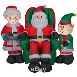 Christmas Santa Ms Claus Elf Family Scene Airblown Inflatable Yard Decoration