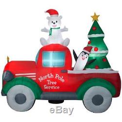Christmas Santa North Pole Tree Service Pickup Truck Airblown Inflatable 9 Ft