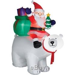 Christmas Santa On Polar Bear With Presents Airblown Inflatable Gemmy