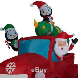 Christmas Santa Retro Pickup Truck Penguins Tree Airblown Inflatable Decoration
