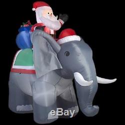 Christmas Santa Riding Elephant Toy Bag 10.5 Ft Inflatable Airblown Yard Decor