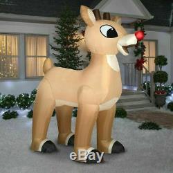 Christmas Santa Rudolph Reindeer Inflatable Airblown Yard Decoration 10 Ft