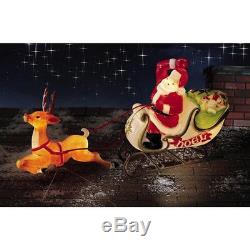 Christmas Santa Sleigh With Reindeer Sled Blow Mold Yard Decor Roof Topnew