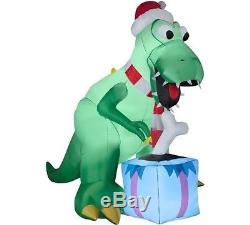 Christmas Santa T Rex Dinosaur Airblown Inflatable Yard Decoration 9 Ft Tall