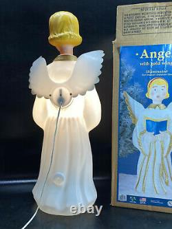 Christmas Singing Angel Gold Wings Blow Mold Vtg Nativity Yard Decor w Box Choir