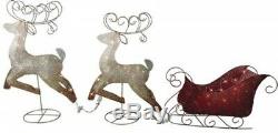 Christmas Sleigh & reindeer Lighted Sculpture Outdoor Holiday Decor Yard