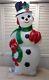 Christmas Snowman Holding A Wreath Blow Mold- Rare-htf-tpi-app. 46 Ht. With Cord