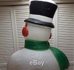 Christmas Snowman Holding A Wreath Blow Mold- Rare-HTF-TPI-App. 46 Ht. With Cord
