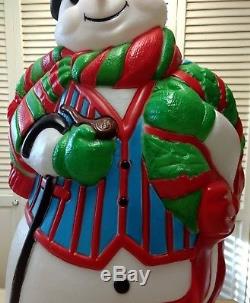 Christmas Snowman With Wreath & Cane Blow Mold-App. 43' Ht. With Cord