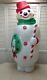 Christmas Snowman With Wreath & Cane Blow Mold-vtg-46 Ht. With Cord